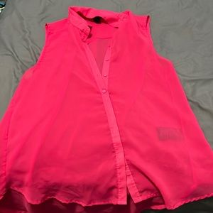 H&M Hot Pink/Magenta, Chiffon Button-Up, Sleeveless Top. Size US8